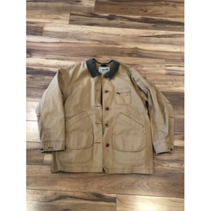 Vtg L.L.BEAN Women Sz L Adirondack Barn Coat Tan Removable Plaid Flannel Liner